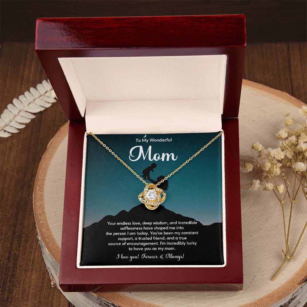 To My Wonderful Mom Elegant Jewelry Thoughtful Necklace For Love And Care Sweet Gift For Lifelong Support Sentimental Jewelry Heartfelt Necklace For Lifelong Bond Thank You Pendant For Support Sentimental Necklace Thank You Gift