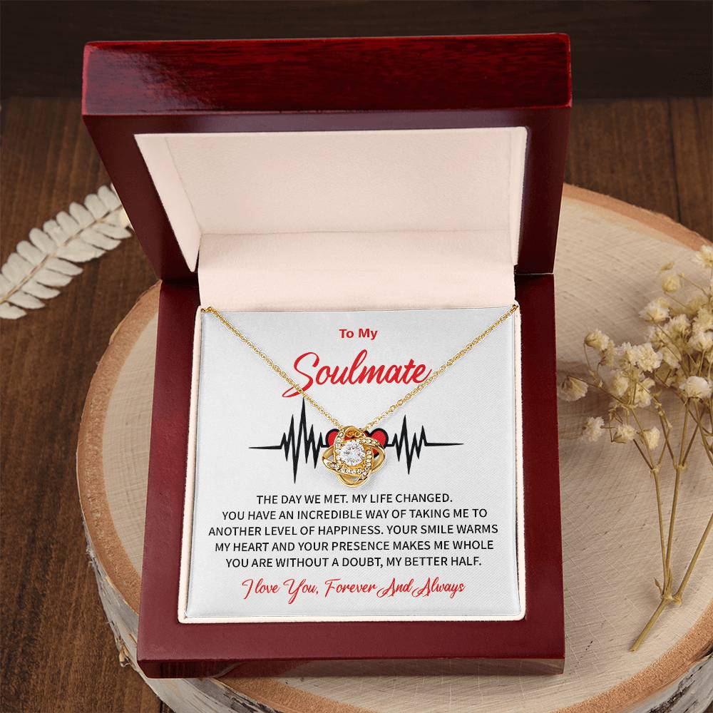 To My Soulmate Love Knot Necklace Gift for Wife