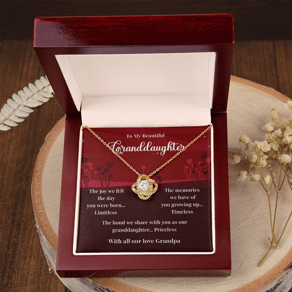 Granddaughter Necklace Gift from Grandpa with Message Card