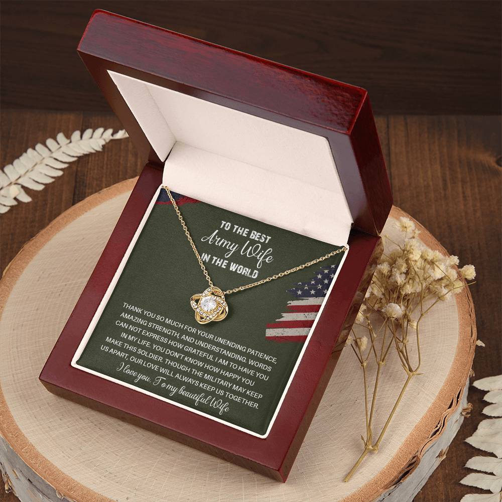 To The Best Army Wife In The World  Best Army Wife Jewelry Unwavering Support Necklace Thank You Jewelry For Wives Unique Gift For Military Spouses My Beautiful Wife Jewelry Romantic Gift For Army Wives Meaningful Gift For Military Wives