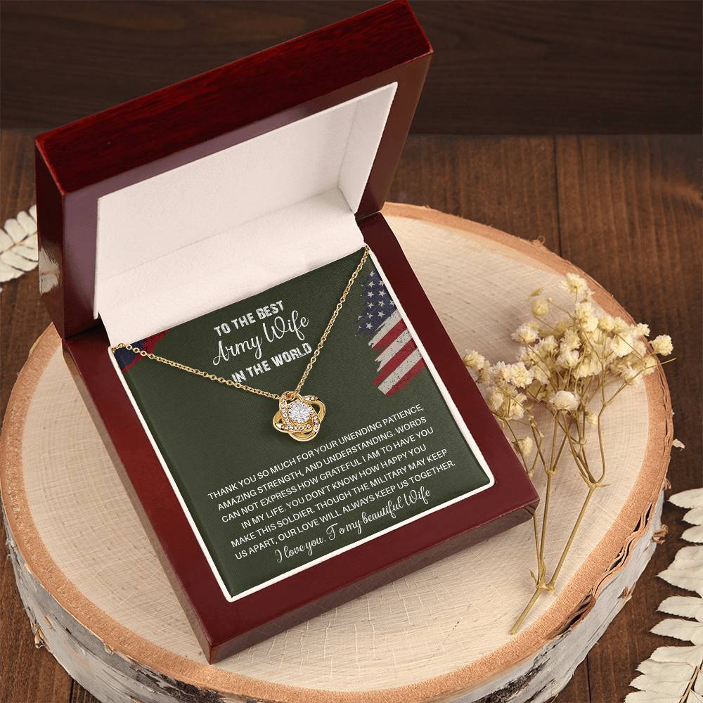 To The Best Army Wife In The World  Best Army Wife Jewelry Unwavering Support Necklace Thank You Jewelry For Wives Unique Gift For Military Spouses My Beautiful Wife Jewelry Romantic Gift For Army Wives Meaningful Gift For Military Wives