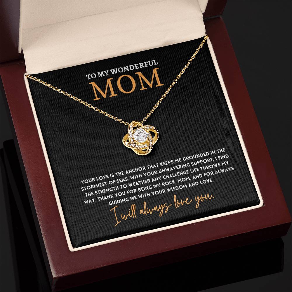 To My Wonderful Mom, Anchor Of Love Necklace Gift Engraved Love And Strength Pendant Best Mother's Day Rock And Anchor Necklace Best Unwavering Support Tribute Necklace Unique Mother's Day Love And Guidance Necklace