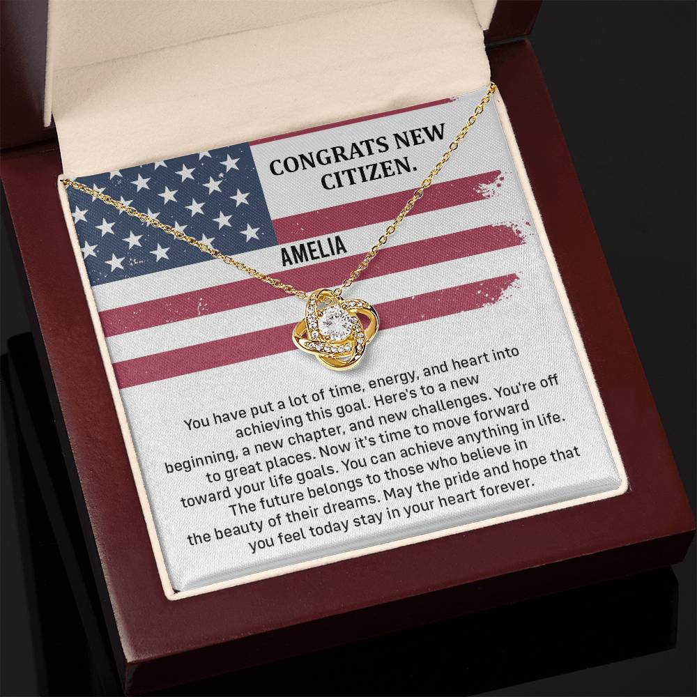 Congrats Necklace For New U.s. Citizen Amelia Necklace For New U.s. Citizen Necklace With Citizenship Message Gift For Citizenship Milestone Necklace For Official U.S Citizen Gift For American Citizenship Success Necklace For US Naturalization Celebration