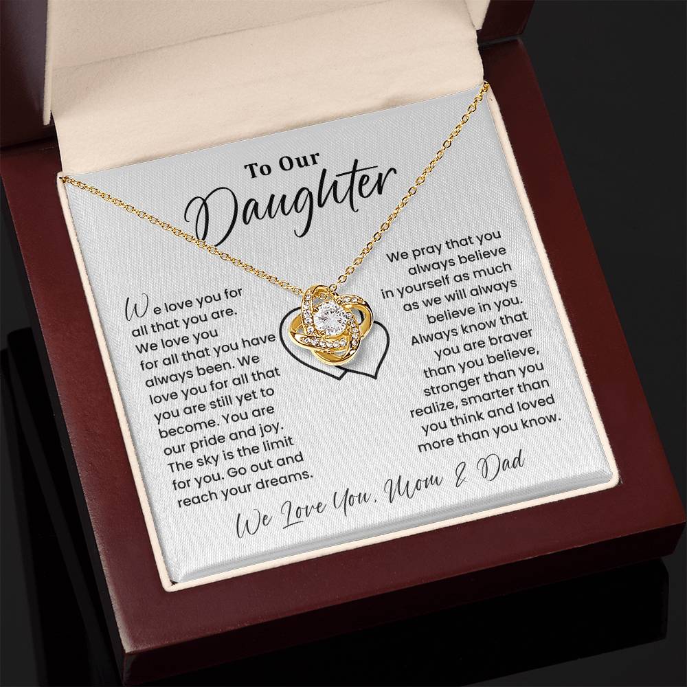 To Our Daughter Heartfelt Jewelry For Daughter Gift From Your Mom And Dad Proud Parent Gift Caring Gift For Daughter Supportive Necklace For Daughter Believe In Yourself Jewelry Daughter's Dreams Jewelry Unique Gift For Daughter Special Bond Necklace