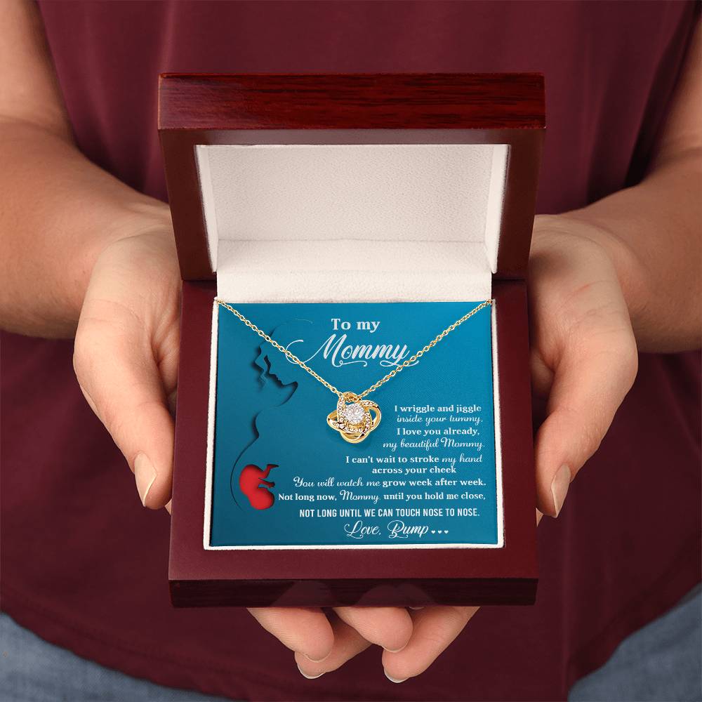 To My Mommy Necklace For Mothe's Day Jewelry For Mom, Gift For Mommy From Baby Bump, Pregnancy Gift For Mommy Love Knot Necklace With Meaningful Message Card And Box.