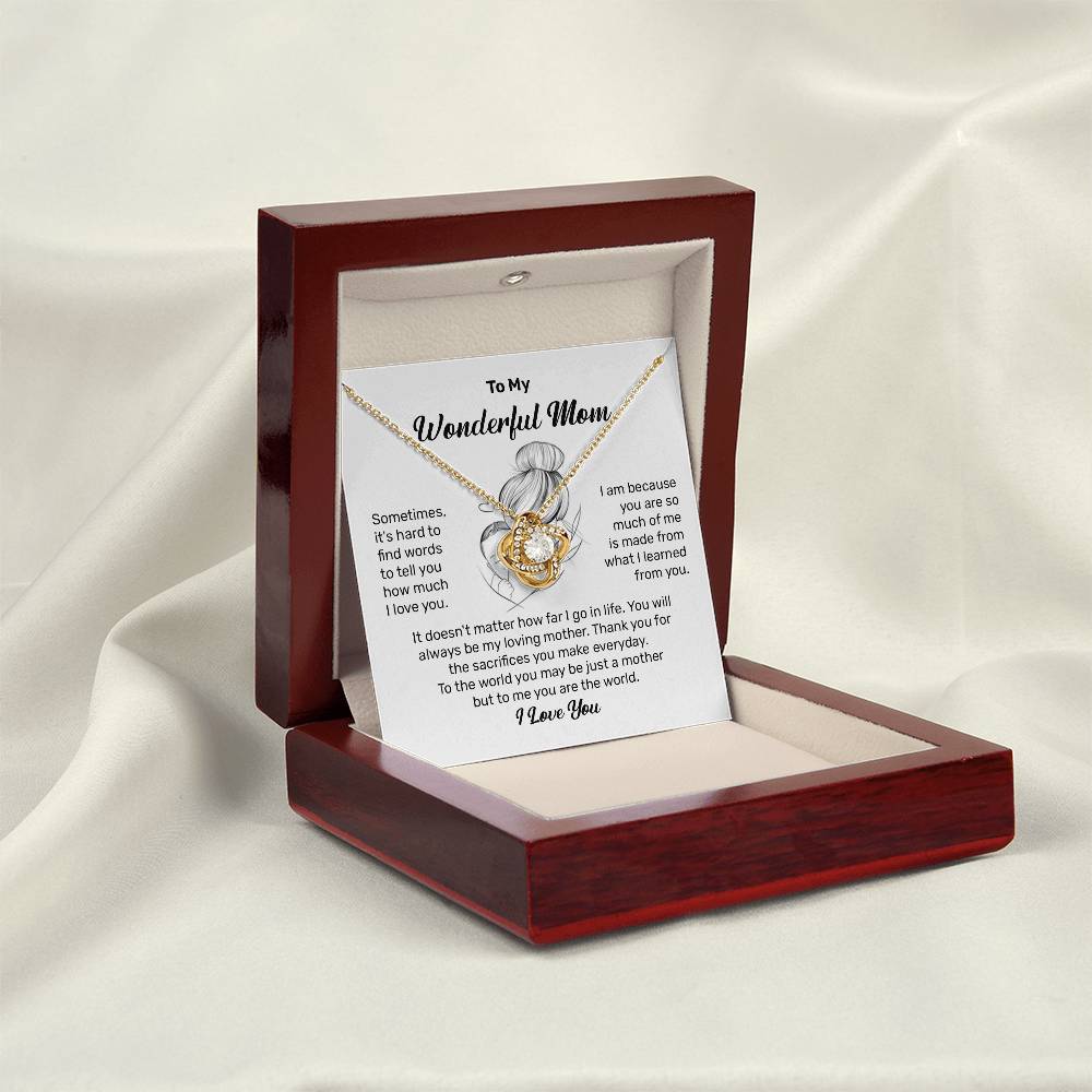 To My Wonderful Mom Heartfelt Necklace For Her Loving Jewelry For Mother's Day Thank You Gift Sentimental Necklace For Care Loving Pendant For A Cherished Bond Sentimental Pendant Appreciation Necklace For Her Thoughtful Necklace For Love And Support