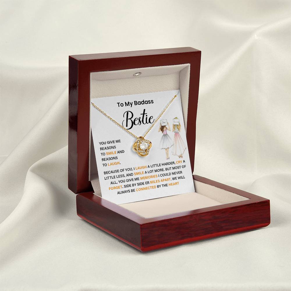 Badass Bestie Necklace Gift with Heartfelt Message Card