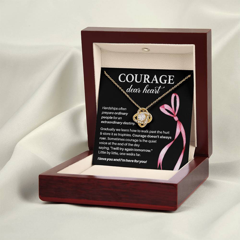 Courage, Dear Heart Overcoming Hardships Necklace Courage Necklace Extraordinary Destiny Jewelry Meaningful Gift For Cancer Patients Supportive Gift For Fighters Never Give Up Necklace Breast Cancer Necklace For Soulmate