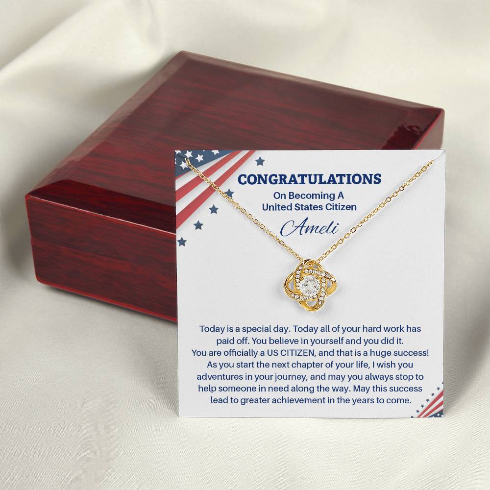 Congratulations Necklace For New U.s. Citizen Ameli Necklace For New U.s. Citizen Gift For Citizenship Achievement U.s. Citizenship Success Necklace Necklace With Citizenship Message Proud New Citizen Jewelry Necklace For First-time U.s. Citizen