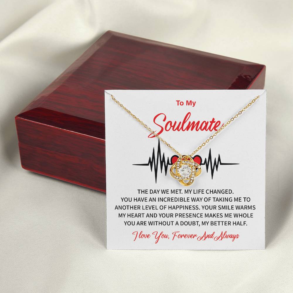 To My Soulmate Love Knot Necklace Gift for Wife