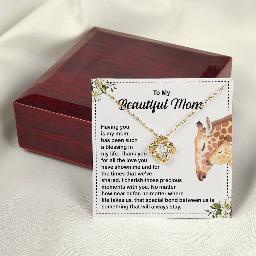 Daughter to Mom Necklace Gift with Message Card
