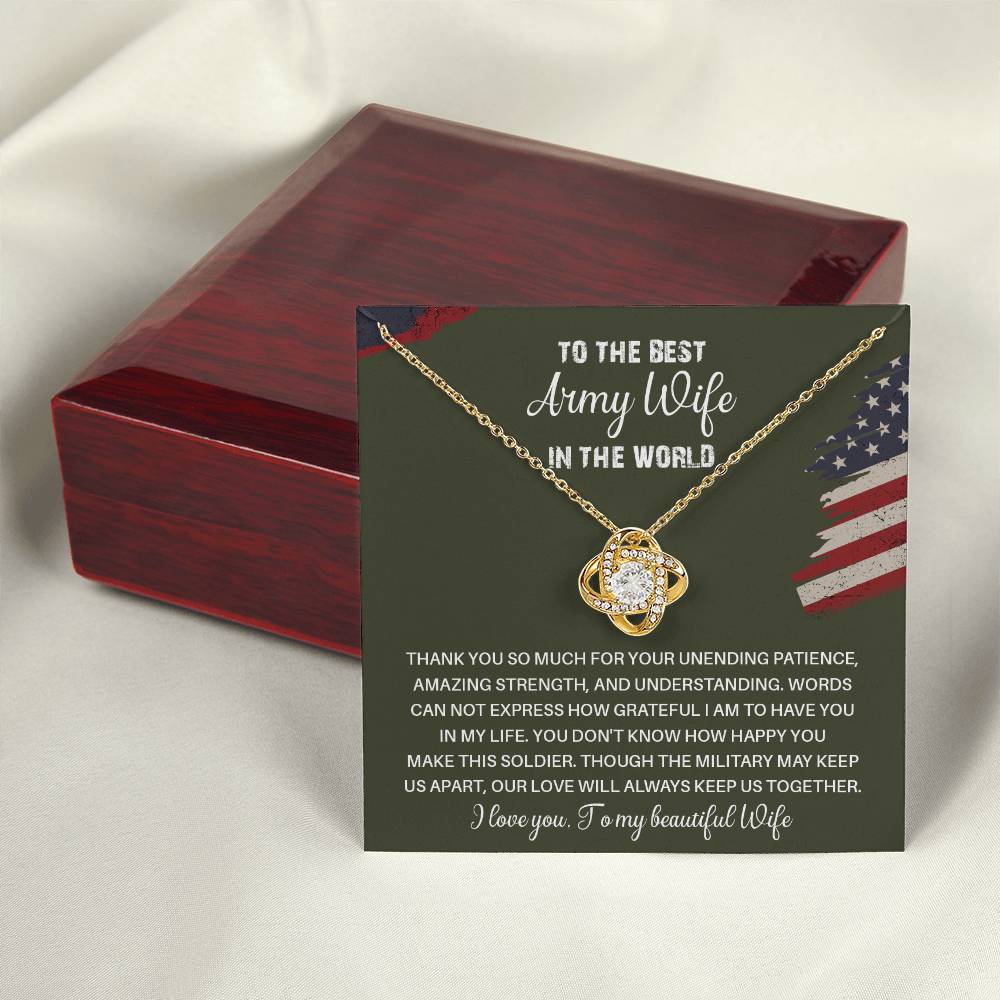 To The Best Army Wife In The World  Best Army Wife Jewelry Unwavering Support Necklace Thank You Jewelry For Wives Unique Gift For Military Spouses My Beautiful Wife Jewelry Romantic Gift For Army Wives Meaningful Gift For Military Wives