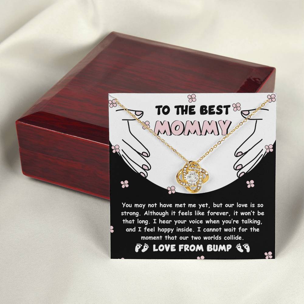 To My Best Mommy  Necklace For Mothe's Day Jewelry For Mom, Gift For Mommy From Baby Bump, Pregnancy Gift For Mommy 925 Silver Necklace Love Knot Necklace With Meaningful Message Card And Box.