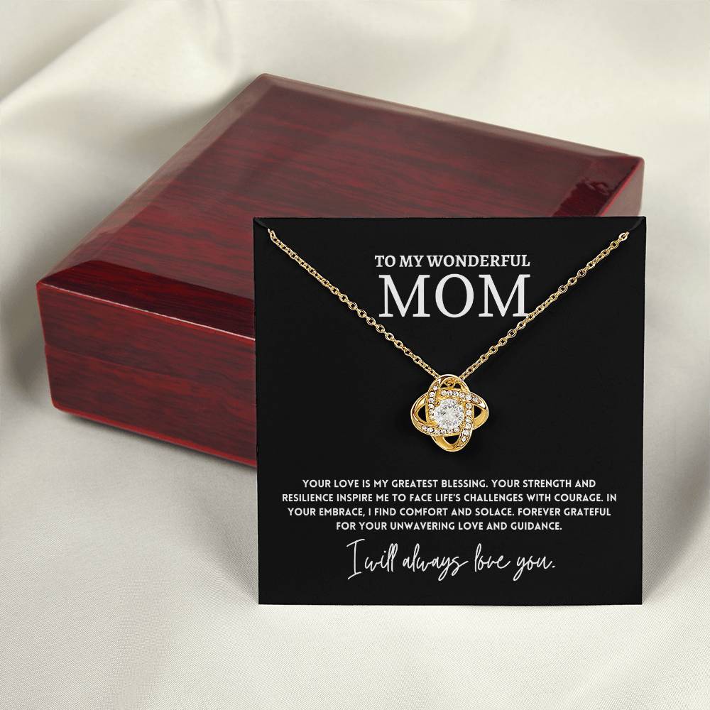 To My Wonderful Mom Necklace Gift with Message Card