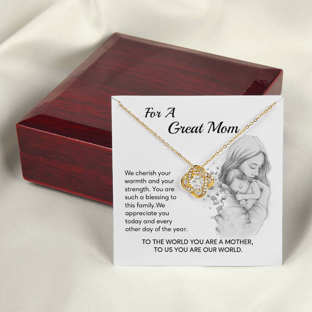Great Mom Necklace Gift – You Are Our World Card