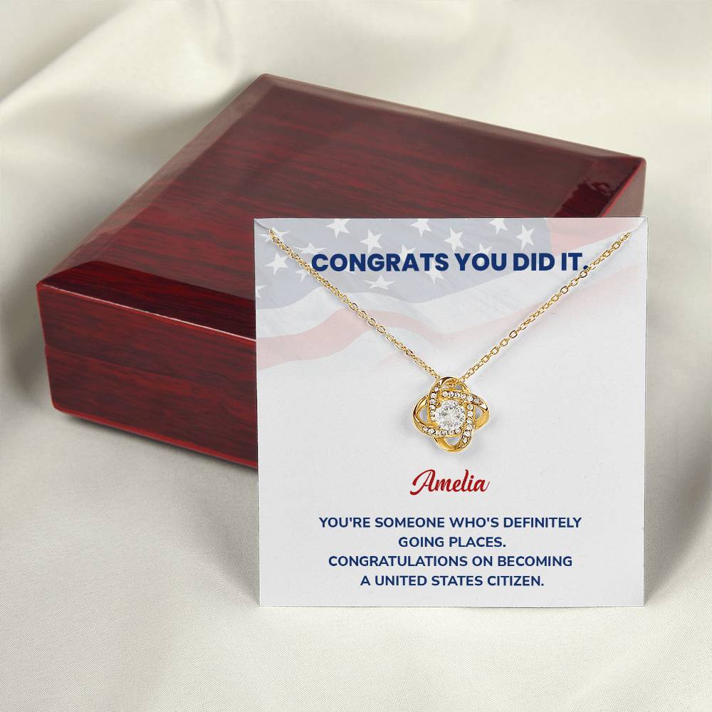 Congrats Necklace For New U.s. Citizen Amelia Necklace For New U.s. Citizen Proud U.s. Citizen Jewelry Necklace For Official U.s. Citizen Gift For U.s. Citizenship Celebration Necklace With Message For U.s. Citizen Necklace For Naturalization Ceremony