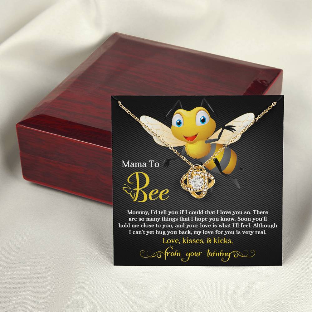 Mama To Bee Necklace For Mothe's Day Jewelry For Mom, Gift For Mommy From Baby Bump, Pregnancy Gift For Mommy Love Knot Necklace With Meaningful Message Card And Box.