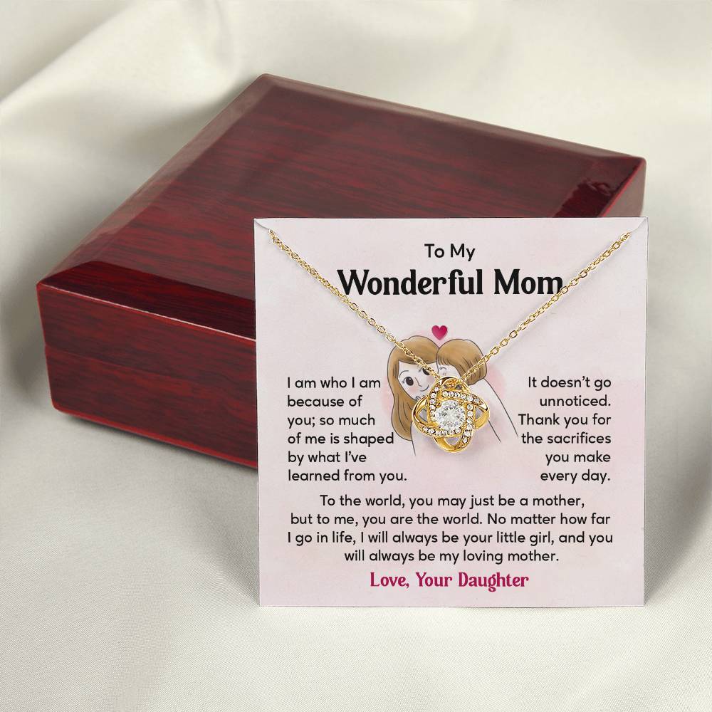 To My Wonderful Mom, Wonderful Mom Pendant Heartfelt Necklace For Her Thank You Gift For Sacrifice Sentimental Necklace For Love Loving Pendant Sentimental Pendant Appreciation Necklace For Her Special Pendant For A Mother Love Loving Pendant For Support