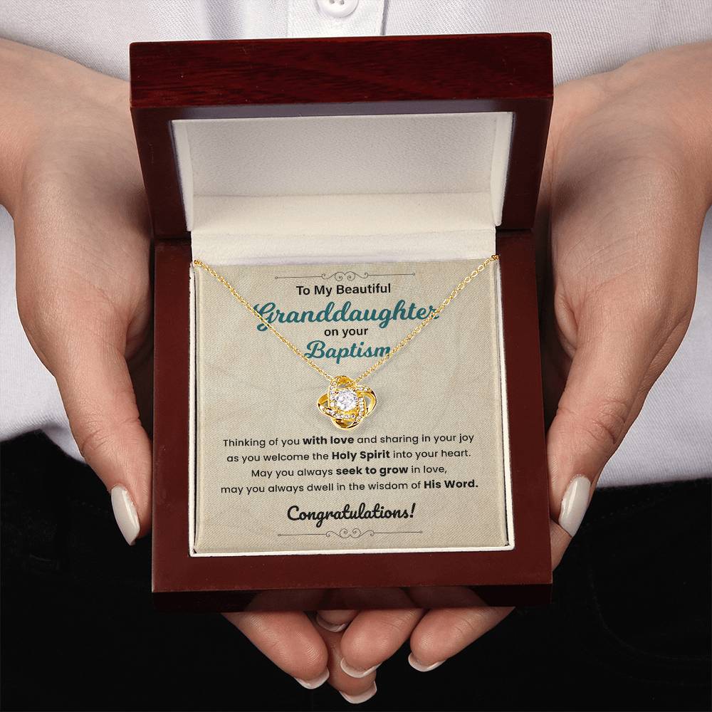 Baptism Necklace Gift For Granddaughter With Message Card