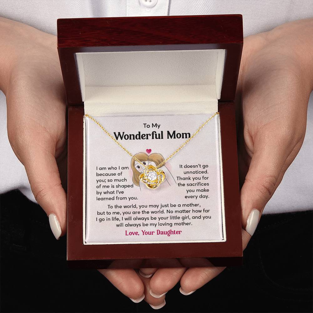 To My Wonderful Mom, Wonderful Mom Pendant Heartfelt Necklace For Her Thank You Gift For Sacrifice Sentimental Necklace For Love Loving Pendant Sentimental Pendant Appreciation Necklace For Her Special Pendant For A Mother Love Loving Pendant For Support