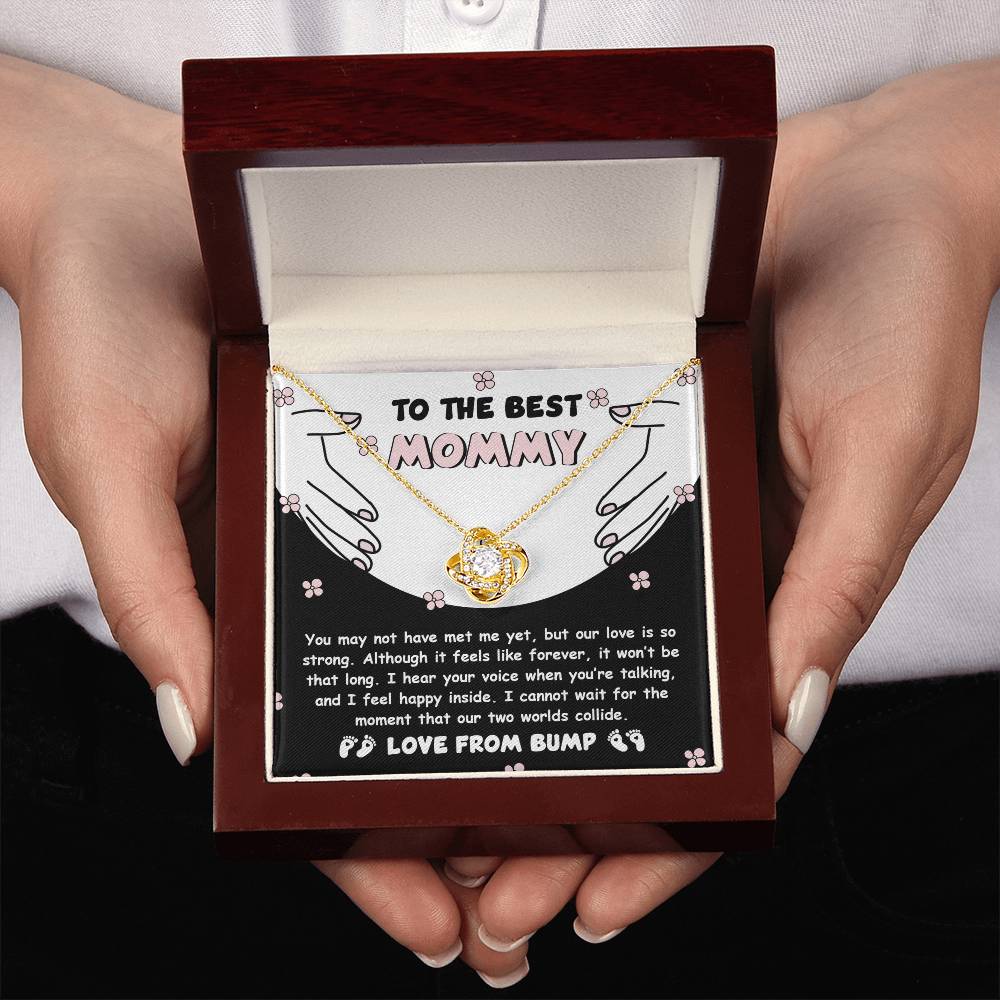 To My Best Mommy  Necklace For Mothe's Day Jewelry For Mom, Gift For Mommy From Baby Bump, Pregnancy Gift For Mommy 925 Silver Necklace Love Knot Necklace With Meaningful Message Card And Box.