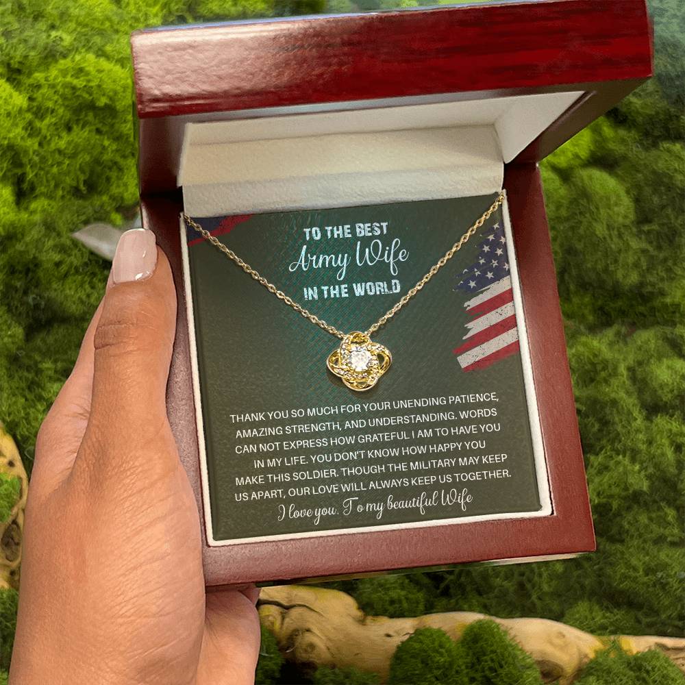 To The Best Army Wife In The World  Best Army Wife Jewelry Unwavering Support Necklace Thank You Jewelry For Wives Unique Gift For Military Spouses My Beautiful Wife Jewelry Romantic Gift For Army Wives Meaningful Gift For Military Wives