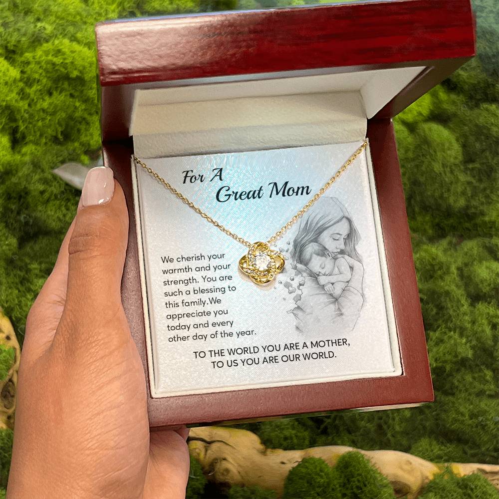 Great Mom Necklace Gift – You Are Our World Card