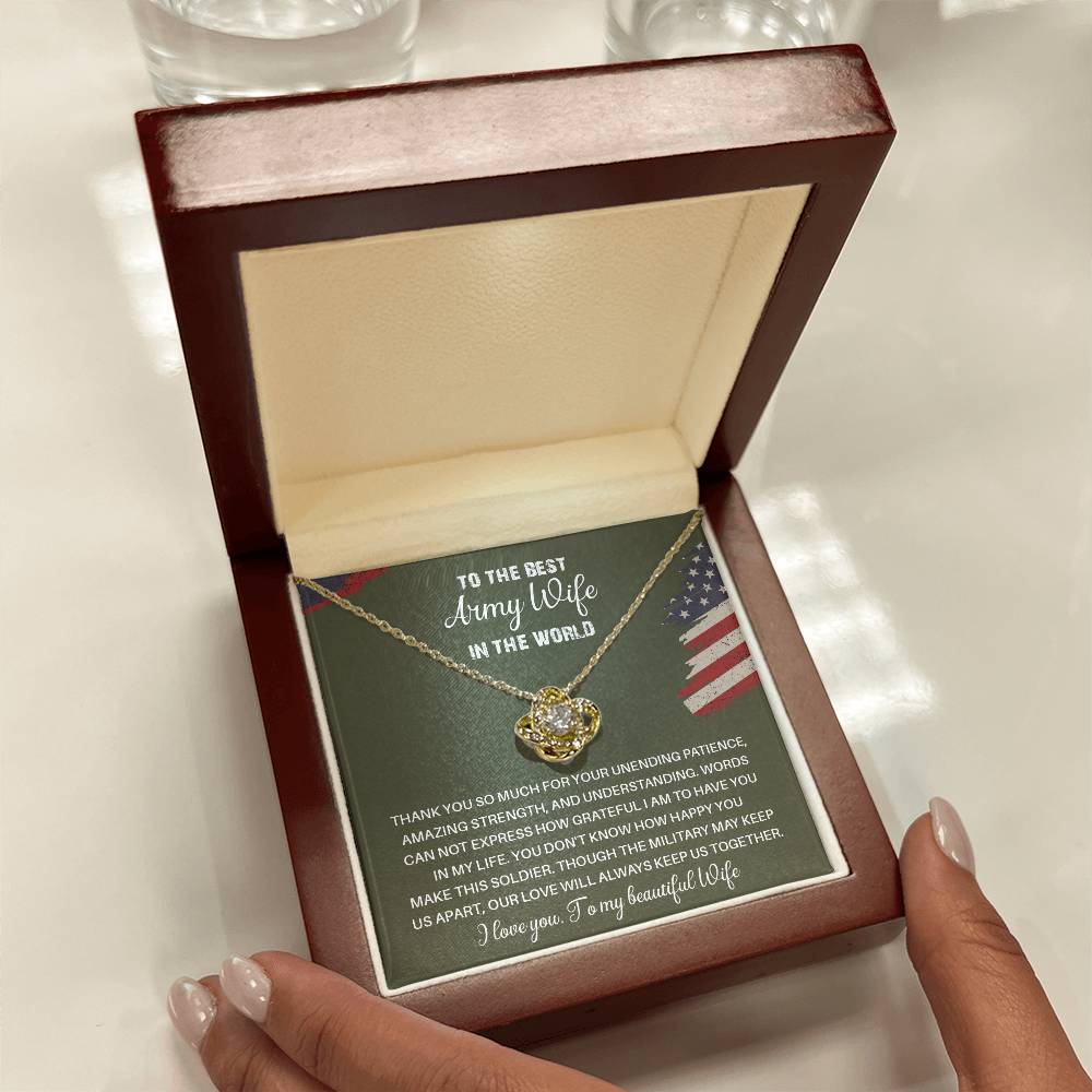 To The Best Army Wife In The World  Best Army Wife Jewelry Unwavering Support Necklace Thank You Jewelry For Wives Unique Gift For Military Spouses My Beautiful Wife Jewelry Romantic Gift For Army Wives Meaningful Gift For Military Wives