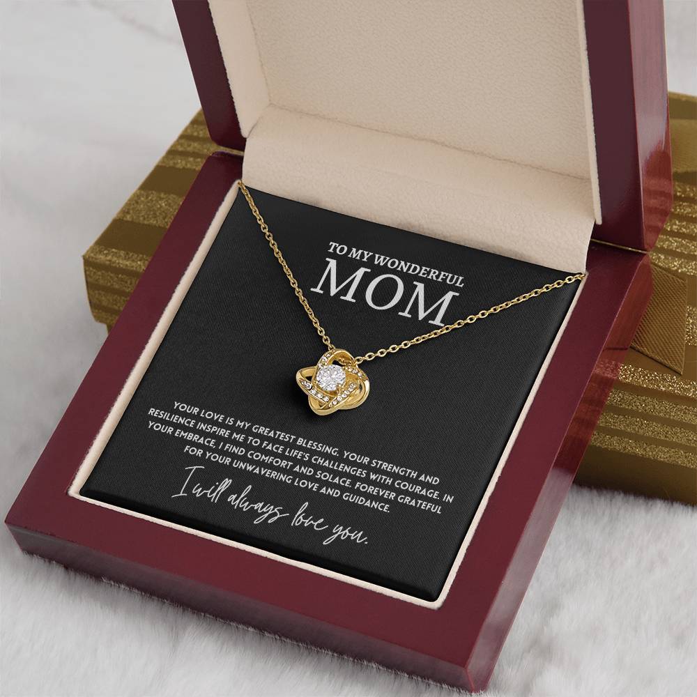 To My Wonderful Mom, Greatest Blessing Necklace Gift Love And Guidance Engraved Jewelry Best Mother's Day Unwavering Love Jewelry Gift Strength And Love Mother’s Day Jewelry Gift Unique Necklace Necklace Gift From Daughter