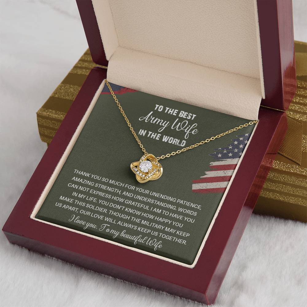 To The Best Army Wife In The World  Best Army Wife Jewelry Unwavering Support Necklace Thank You Jewelry For Wives Unique Gift For Military Spouses My Beautiful Wife Jewelry Romantic Gift For Army Wives Meaningful Gift For Military Wives