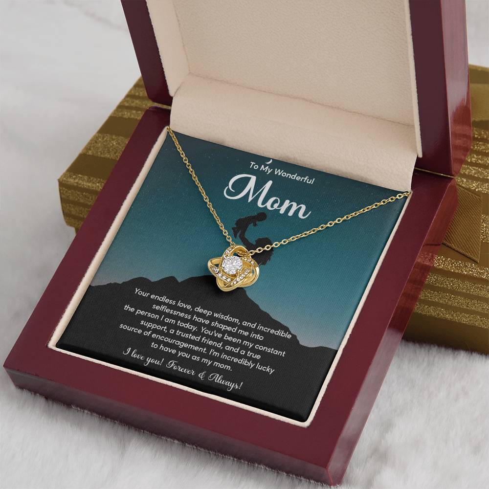 To My Wonderful Mom Elegant Jewelry Thoughtful Necklace For Love And Care Sweet Gift For Lifelong Support Sentimental Jewelry Heartfelt Necklace For Lifelong Bond Thank You Pendant For Support Sentimental Necklace Thank You Gift