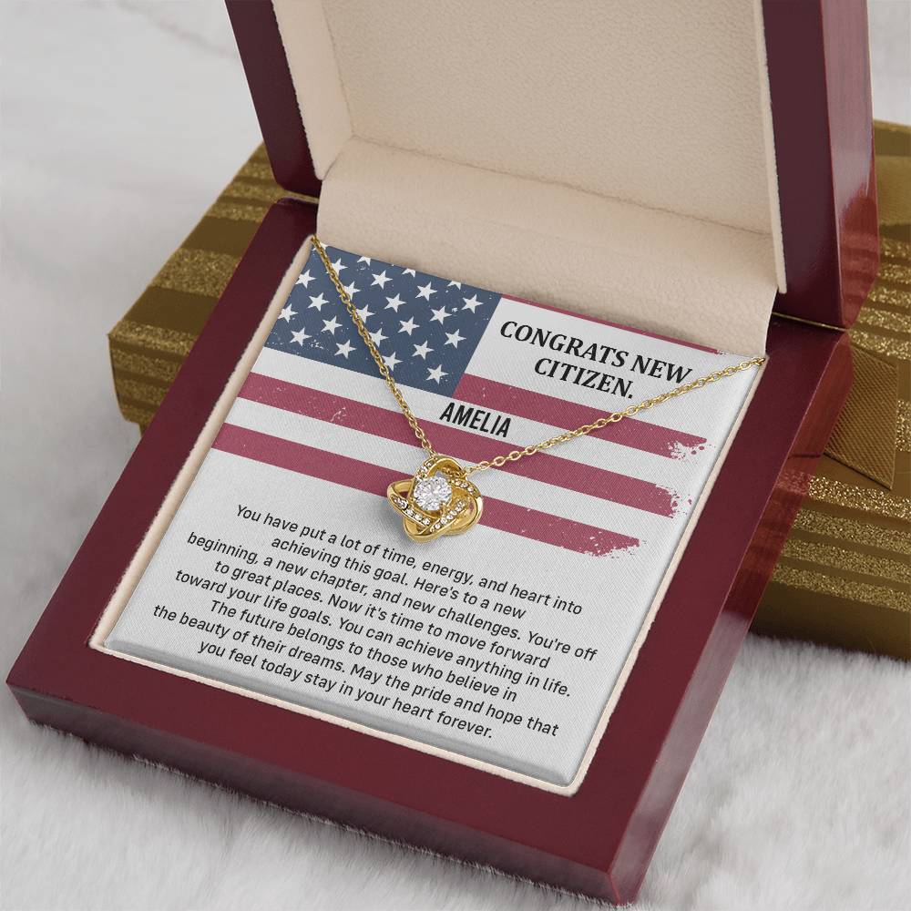 Congrats Necklace For New U.s. Citizen Amelia Necklace For New U.s. Citizen Necklace With Citizenship Message Gift For Citizenship Milestone Necklace For Official U.S Citizen Gift For American Citizenship Success Necklace For US Naturalization Celebration