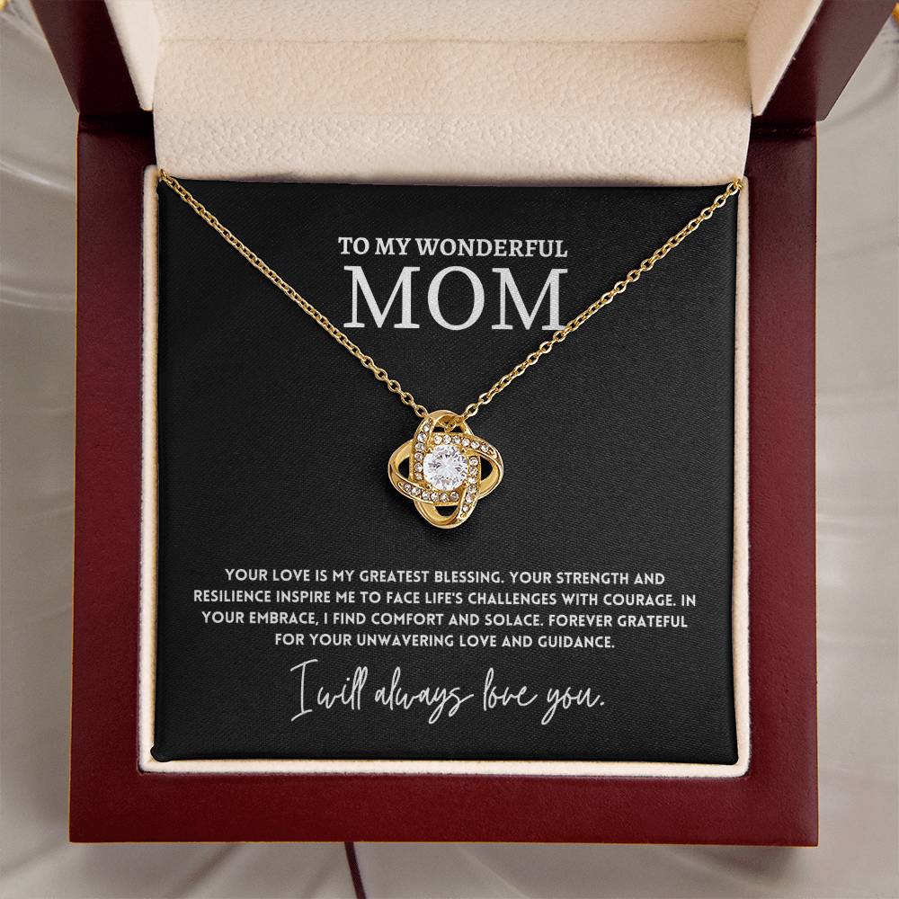 To My Wonderful Mom, Greatest Blessing Necklace Gift Love And Guidance Engraved Jewelry Best Mother's Day Unwavering Love Jewelry Gift Strength And Love Mother’s Day Jewelry Gift Unique Necklace Necklace Gift From Daughter