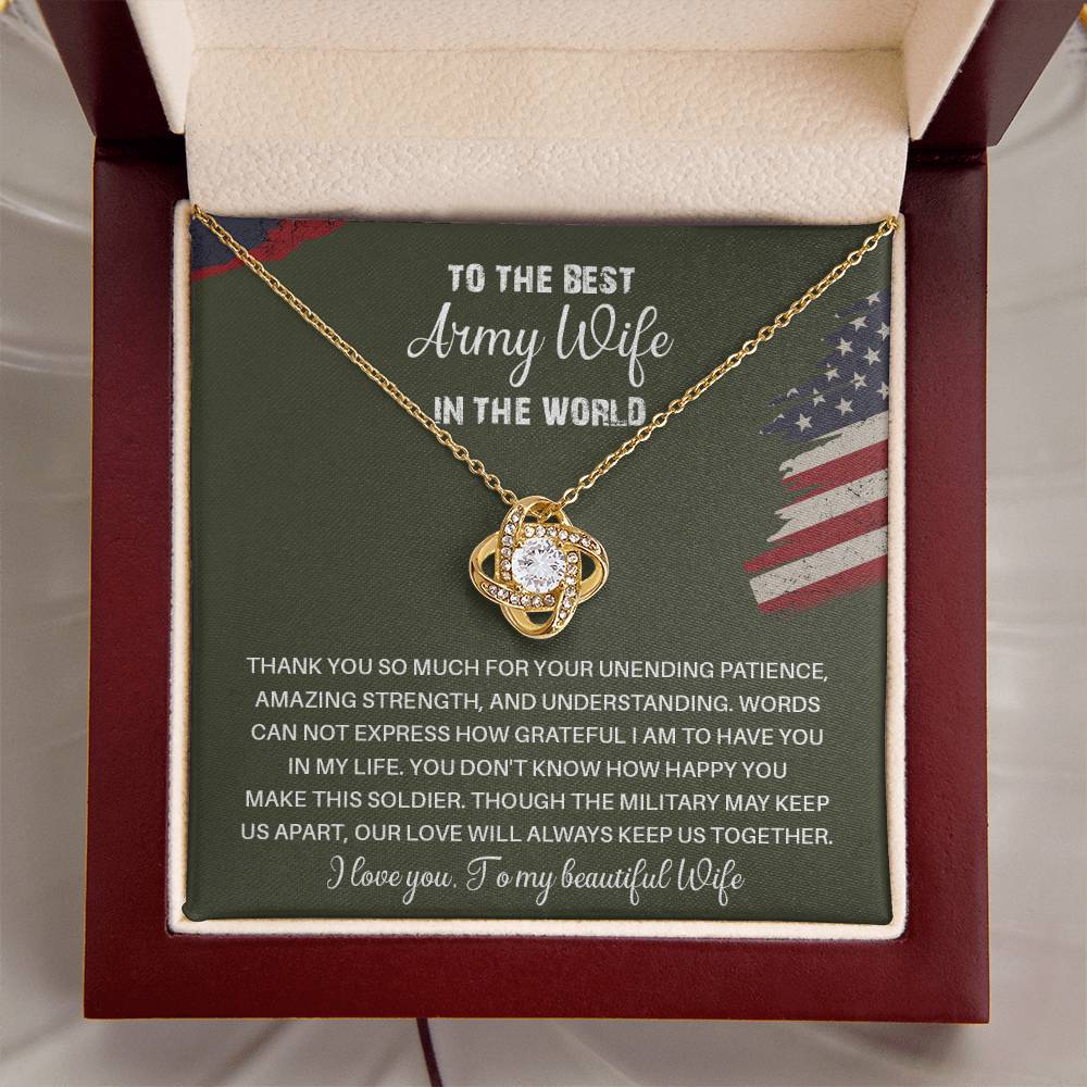 To The Best Army Wife In The World  Best Army Wife Jewelry Unwavering Support Necklace Thank You Jewelry For Wives Unique Gift For Military Spouses My Beautiful Wife Jewelry Romantic Gift For Army Wives Meaningful Gift For Military Wives