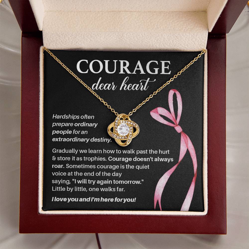 Courage, Dear Heart Overcoming Hardships Necklace Courage Necklace Extraordinary Destiny Jewelry Meaningful Gift For Cancer Patients Supportive Gift For Fighters Never Give Up Necklace Breast Cancer Necklace For Soulmate