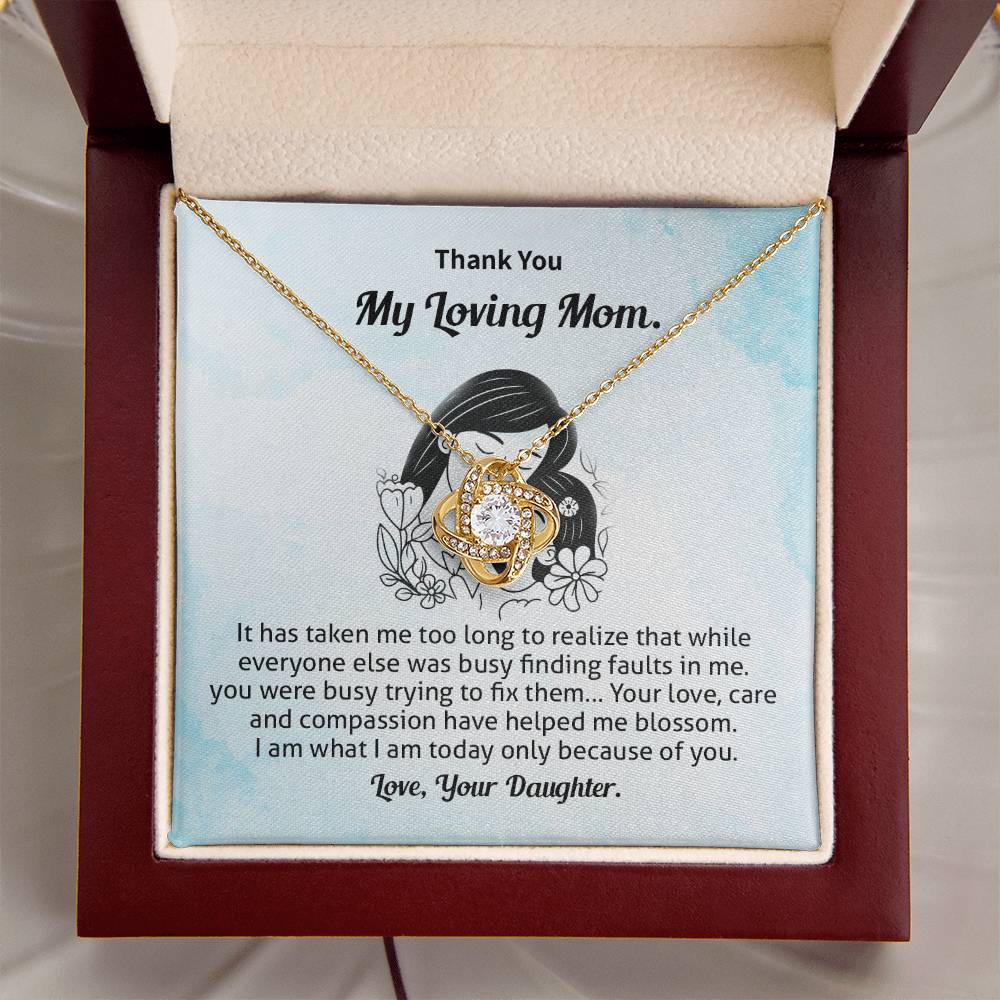 Thank You Mom Necklace Gift from Daughter Card