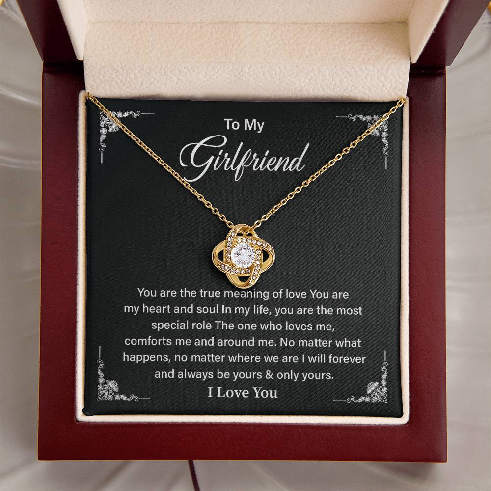 To My Girlfriend Love Knot Necklace with Message Card