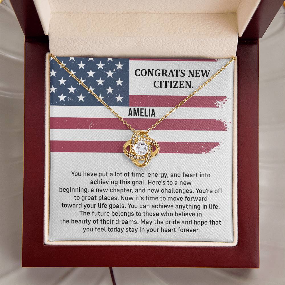 Congrats Necklace For New U.s. Citizen Amelia Necklace For New U.s. Citizen Necklace With Citizenship Message Gift For Citizenship Milestone Necklace For Official U.S Citizen Gift For American Citizenship Success Necklace For US Naturalization Celebration