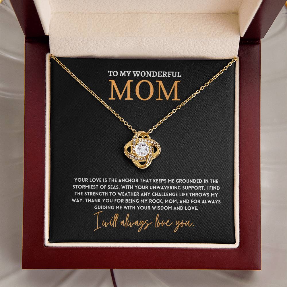 To My Wonderful Mom, Anchor Of Love Necklace Gift Engraved Love And Strength Pendant Best Mother's Day Rock And Anchor Necklace Best Unwavering Support Tribute Necklace Unique Mother's Day Love And Guidance Necklace