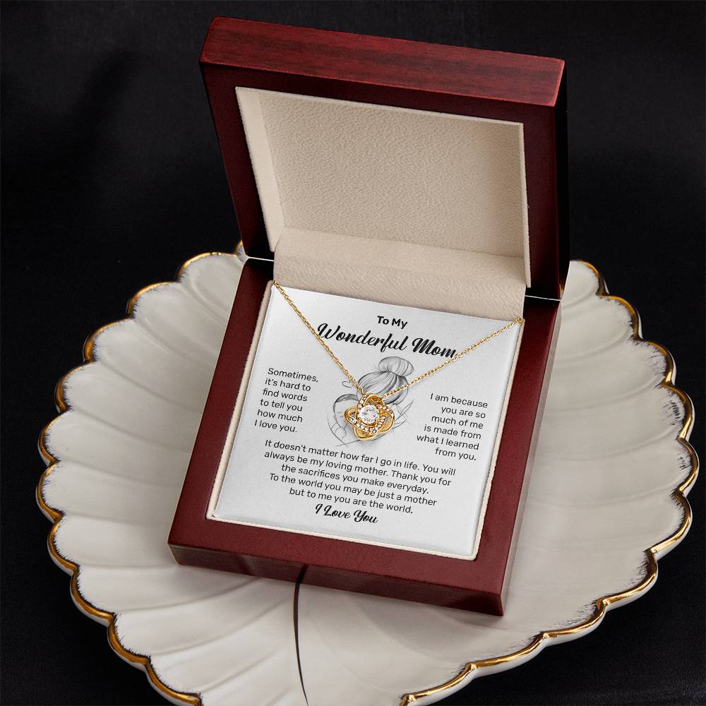 To My Wonderful Mom Heartfelt Necklace For Her Loving Jewelry For Mother's Day Thank You Gift Sentimental Necklace For Care Loving Pendant For A Cherished Bond Sentimental Pendant Appreciation Necklace For Her Thoughtful Necklace For Love And Support