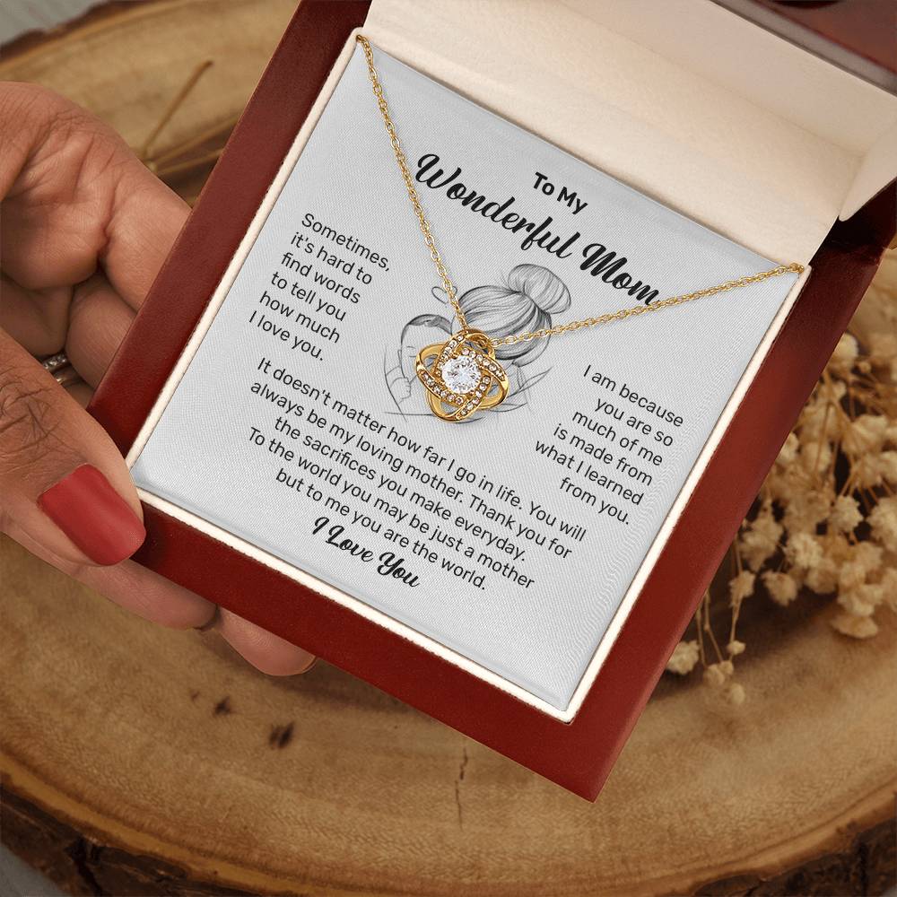 To My Wonderful Mom Heartfelt Necklace For Her Loving Jewelry For Mother's Day Thank You Gift Sentimental Necklace For Care Loving Pendant For A Cherished Bond Sentimental Pendant Appreciation Necklace For Her Thoughtful Necklace For Love And Support