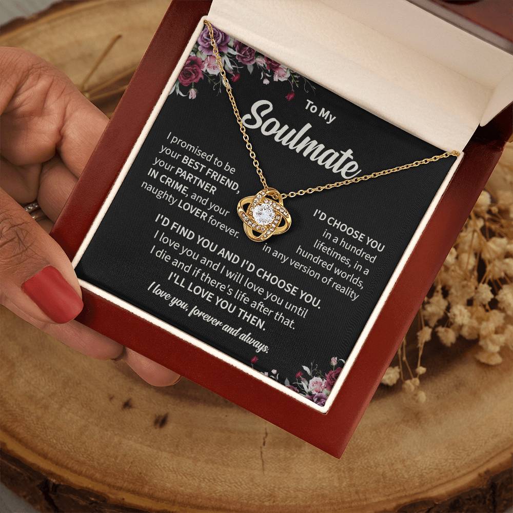 Soulmate Love Knot Necklace with Message Card & Gift Box