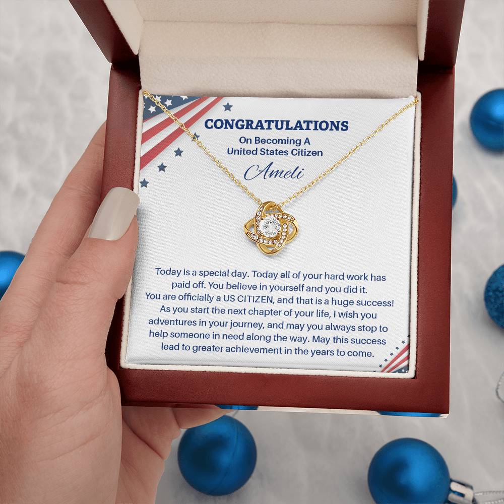 Congratulations Necklace For New U.s. Citizen Ameli Necklace For New U.s. Citizen Gift For Citizenship Achievement U.s. Citizenship Success Necklace Necklace With Citizenship Message Proud New Citizen Jewelry Necklace For First-time U.s. Citizen