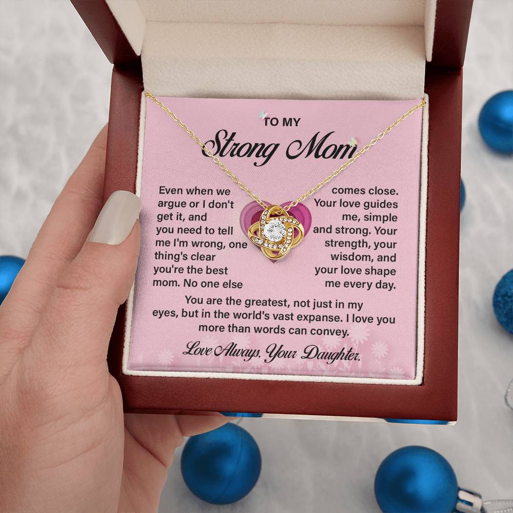 Strong Mom Necklace Gift from Daughter with Love