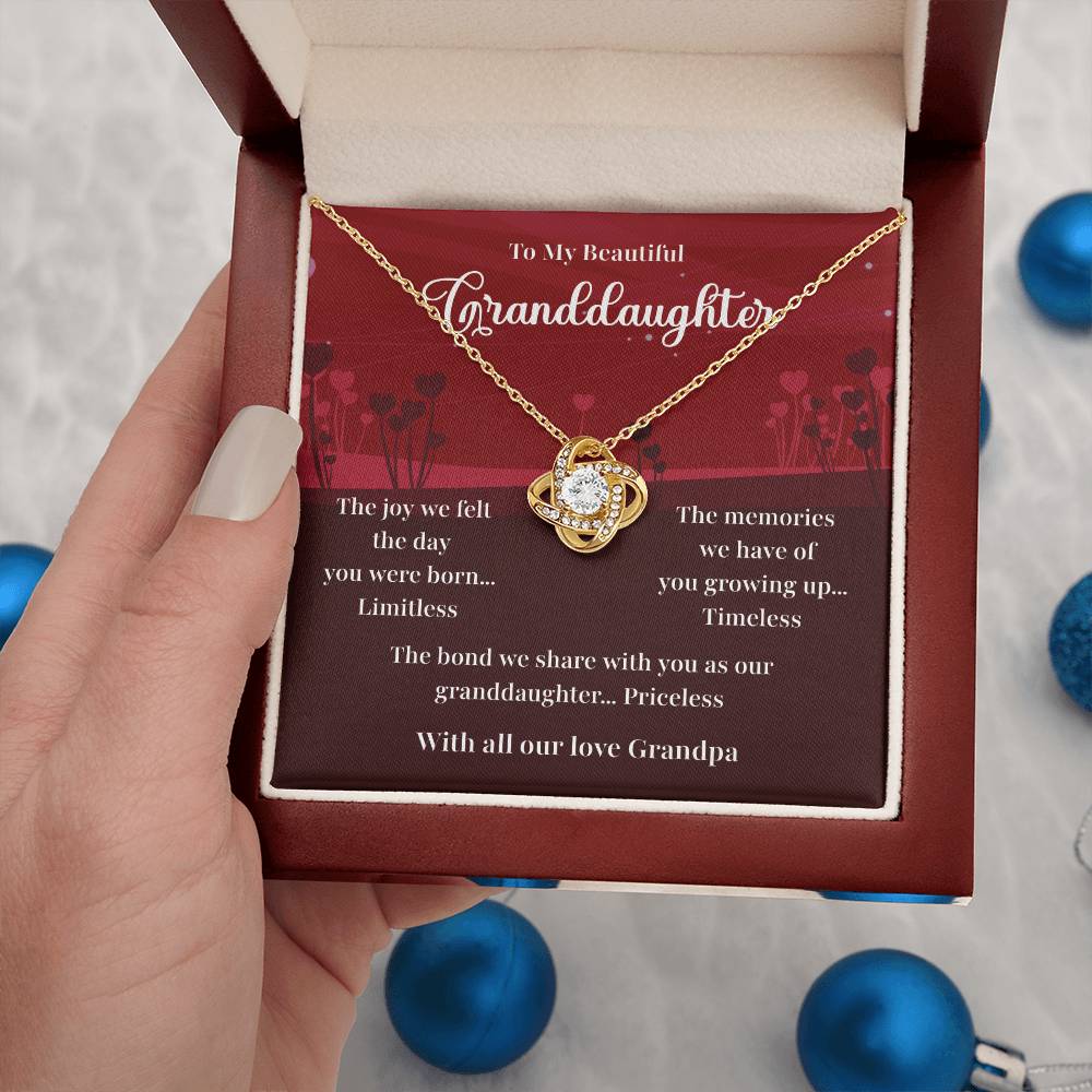 Granddaughter Necklace Gift from Grandpa with Message Card