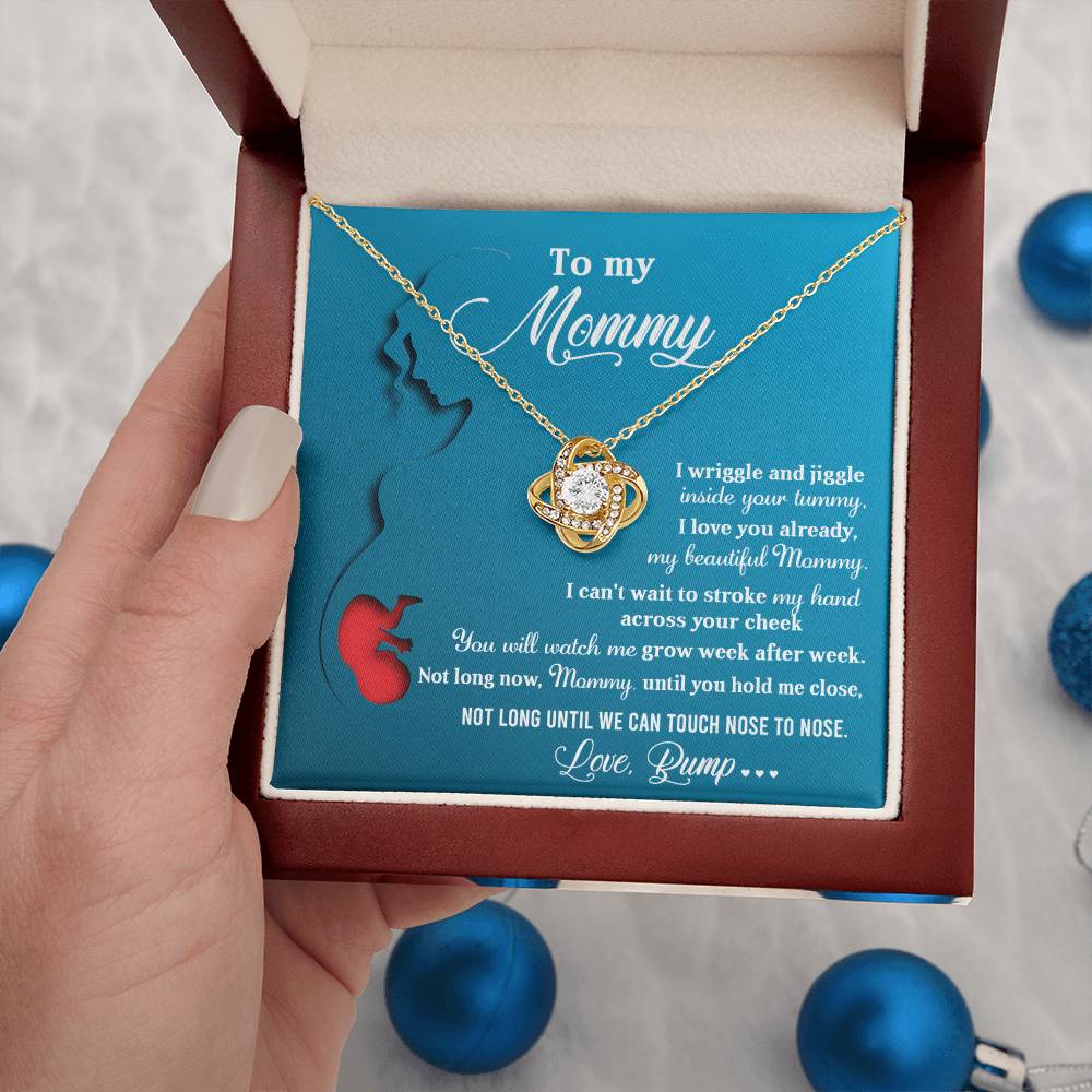 To My Mommy Necklace For Mothe's Day Jewelry For Mom, Gift For Mommy From Baby Bump, Pregnancy Gift For Mommy Love Knot Necklace With Meaningful Message Card And Box.