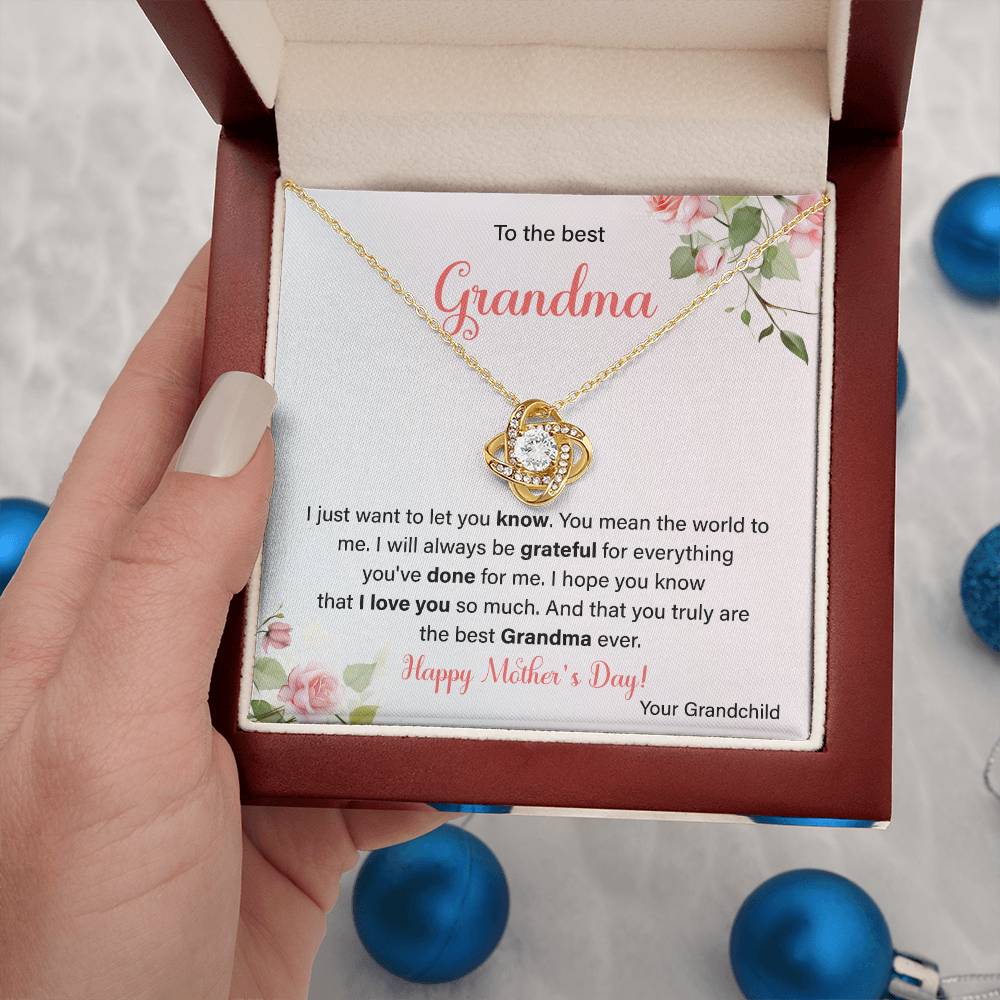 To The Best Grandma Grandmother Appreciation Necklace Love From Grandchild Gift Happy Mother’s Day For Her Sentimental Grandma Necklace Heartfelt Message For Old Lady Thank You Gift Gift For Special Person