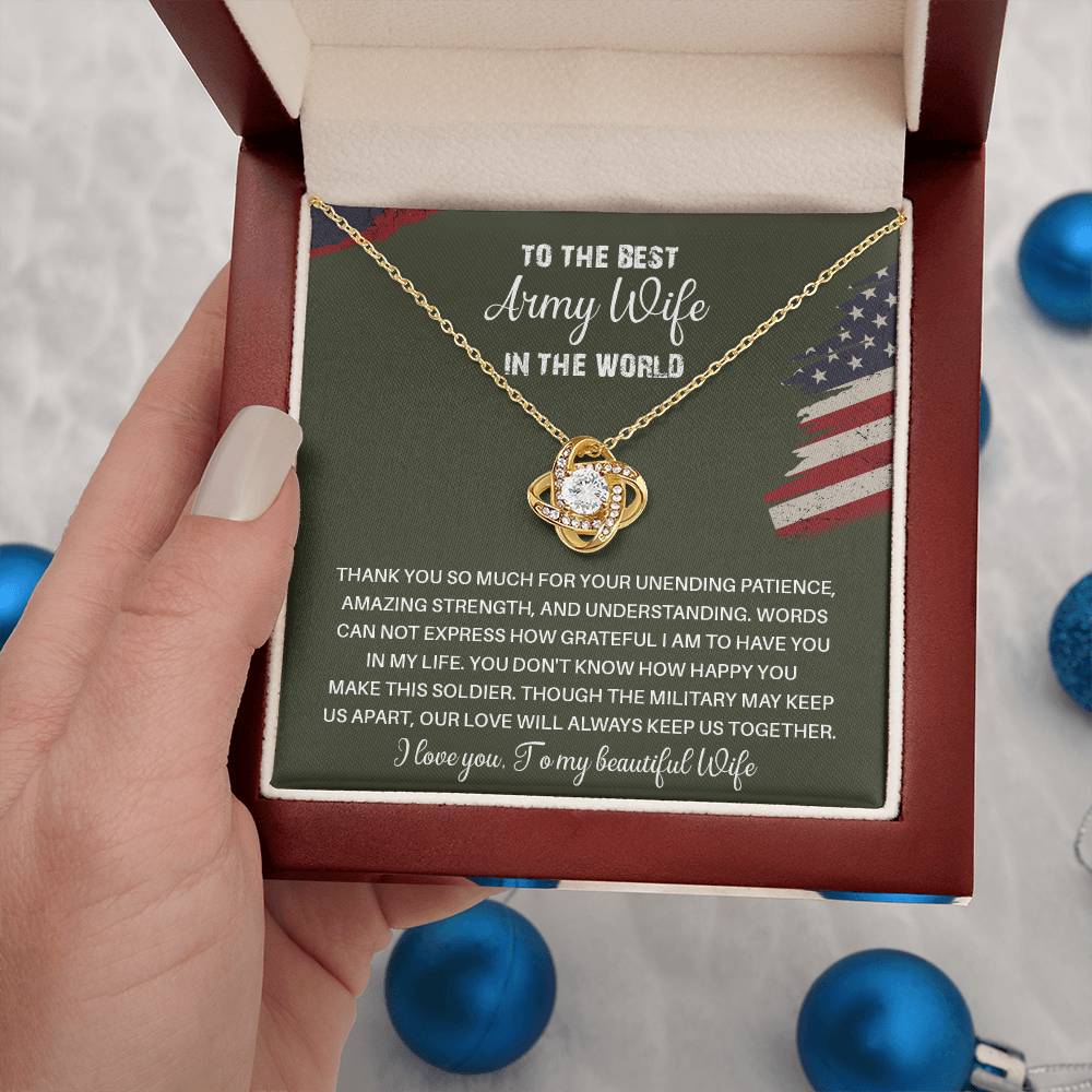 To The Best Army Wife In The World  Best Army Wife Jewelry Unwavering Support Necklace Thank You Jewelry For Wives Unique Gift For Military Spouses My Beautiful Wife Jewelry Romantic Gift For Army Wives Meaningful Gift For Military Wives