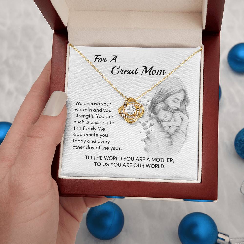 Great Mom Necklace Gift – You Are Our World Card