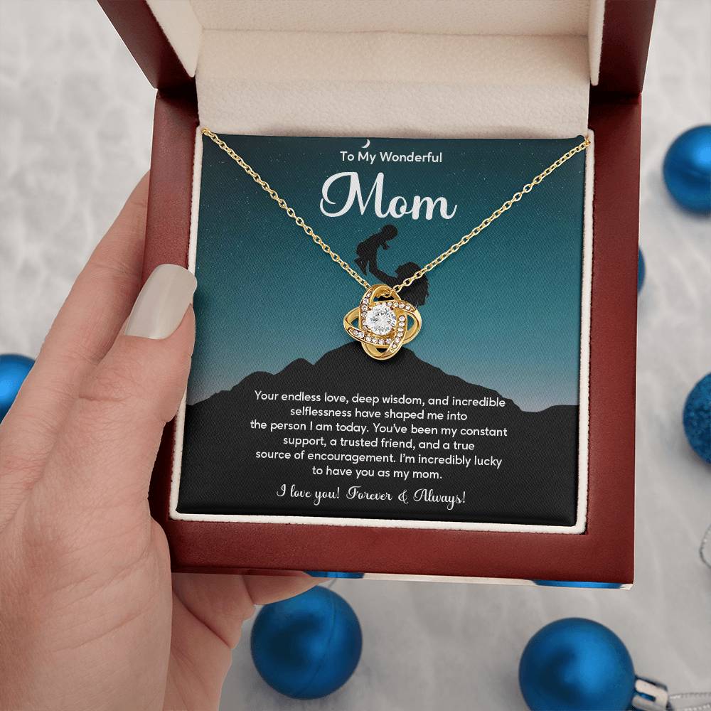 To My Wonderful Mom Elegant Jewelry Thoughtful Necklace For Love And Care Sweet Gift For Lifelong Support Sentimental Jewelry Heartfelt Necklace For Lifelong Bond Thank You Pendant For Support Sentimental Necklace Thank You Gift